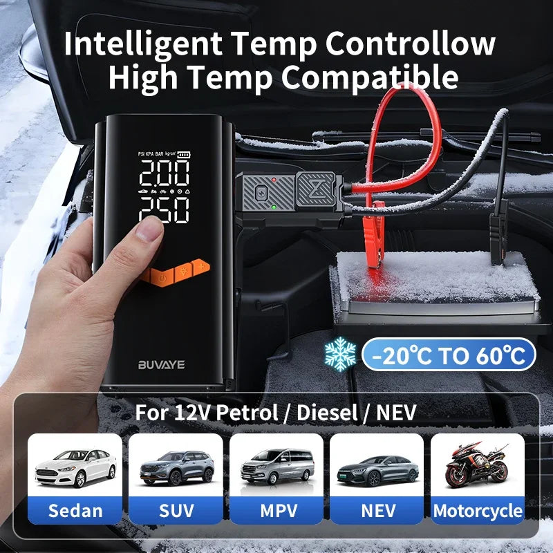 2026NEW 4-IN-1 Car Jump Starter With 150PSI Tire Inflator Air Pump Portable Car Battery Booster Power Bank For 12V Gas/Diesel