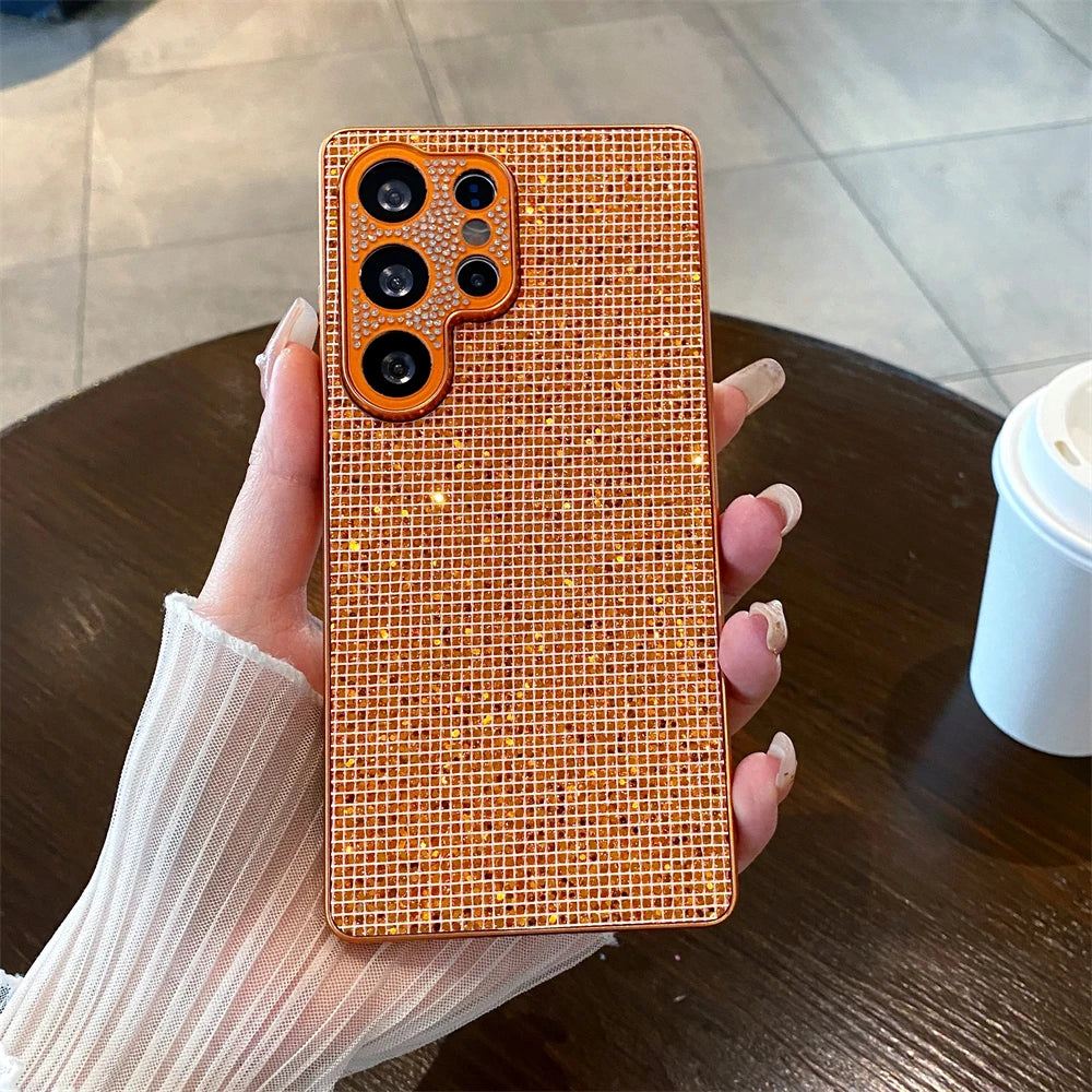 Trendy Shining Bling Glitter Diamond Case For Samsung Galaxy S26 Ultra S25 S24 S23 FE Plus Magnetic Bracket Anti-drop Back Cover Car Mobile World