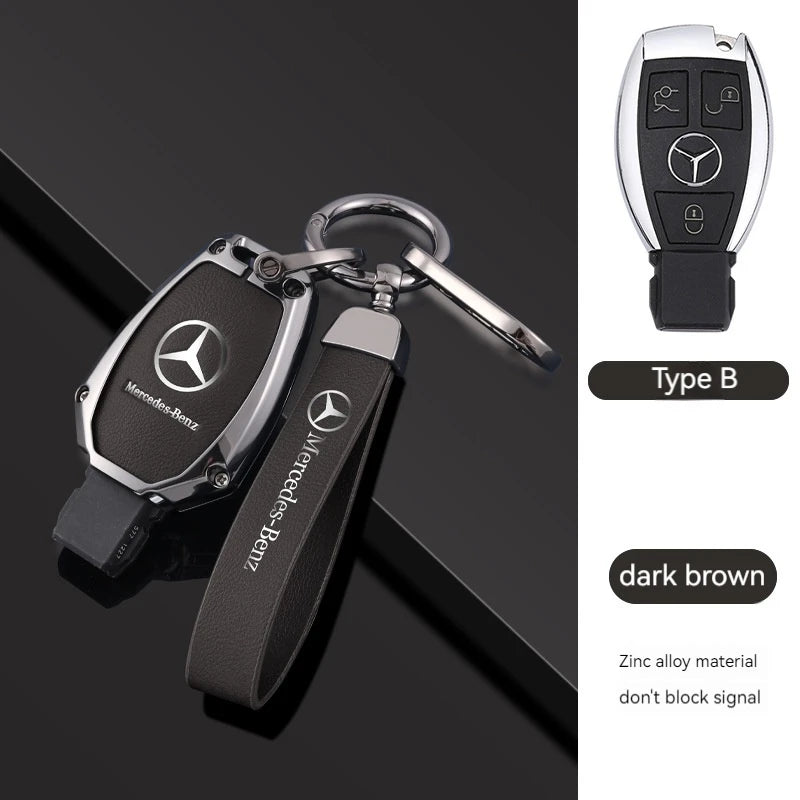 1pcs Leather Car Smart Key Case Cover Shell Fob Holder For Mercedes Benz A B C E S  R-Class C43 CLA GLB GLC GLK SLK SL Vito W20 CM World