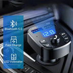 Bluetooth Compatible 5.0 Fm Transmitter Usb Flash Drive Plug Car Kit Car Mp3 Player Dual Usb Fast Charger Fm Bluetooth Receiver