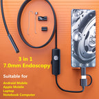 3 in 1 flexible endoscope high definition camera mobile Borescope soft endoscope Undercarriage Safety Inspection tools 7.0mm CM World