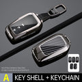 Zinc Alloy Carbon Fiber Car Key Case Cover For Toyota Corolla Cross Yaris Sienna Venza Harrier Hilux Tundra Mirai Land Keychain