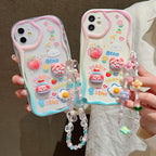 Cute 3D Pig Bracelet Wrist Chain Lanyard Clear Soft Phone Case For iPhone 17 16 13 14 15 Pro Max 11 12 XR XS X 7 8 Plus SE Cover