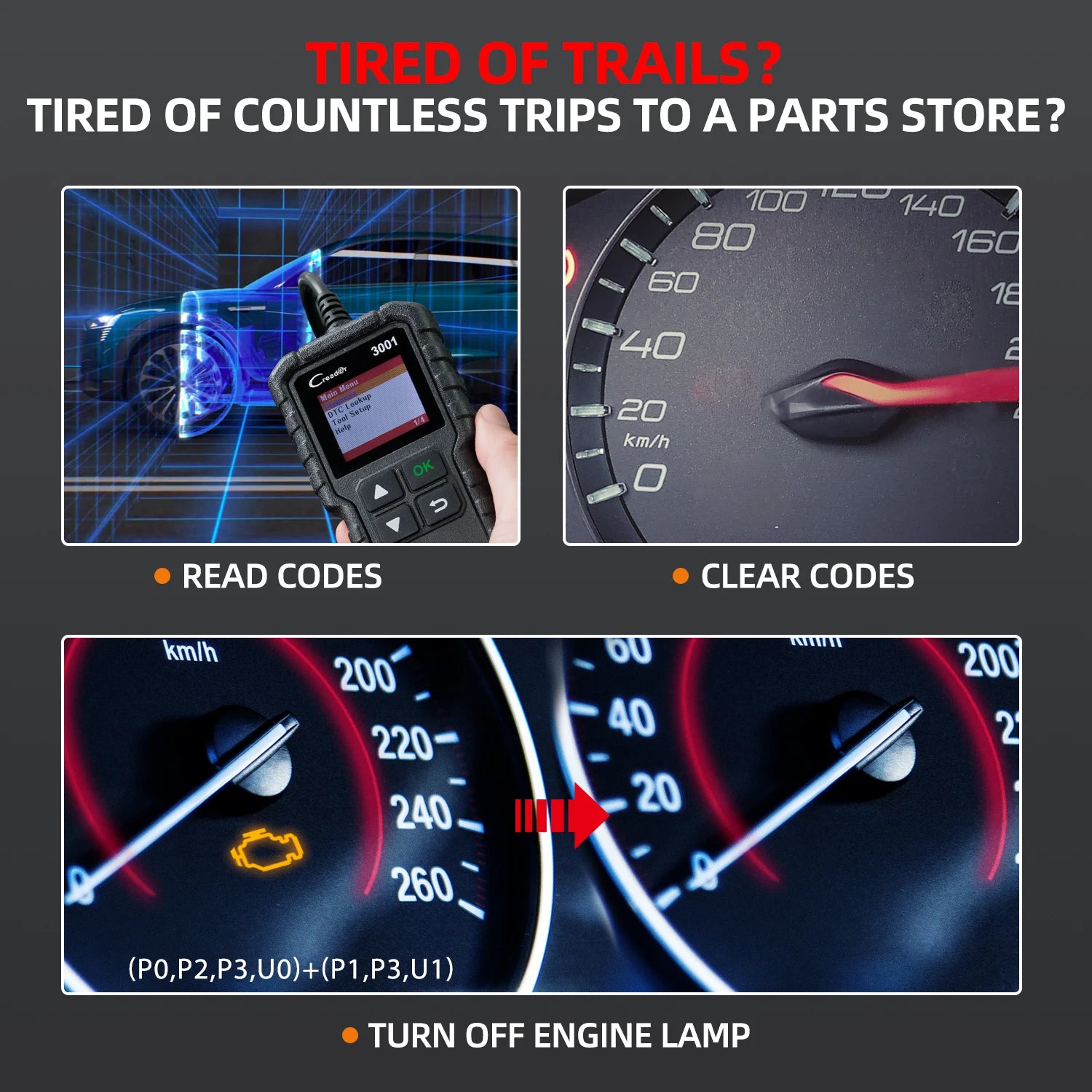 LAUNCH Creader CR3001 OBD2 Scanner,Engine Fault Code Reader Mode 6 CAN Diagnostic Scan Tool for OBDII Protocol Cars Since 1996 Car Mobile World