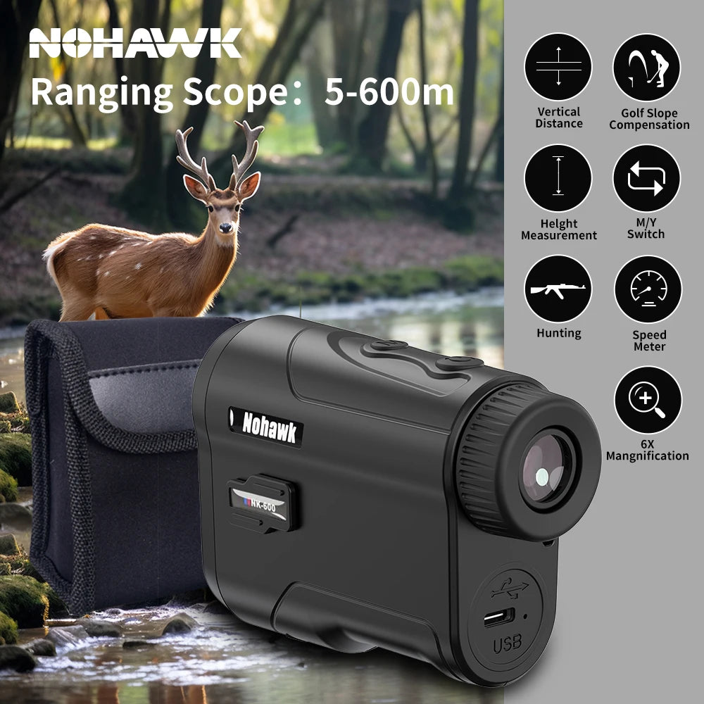 Nohawk Golf Laser Rangefinder 600M 1000M Multifunctional Telescope with Flag-Lock Slope  Distance Meter for Hunting Monocular CM World