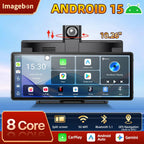 Imagebon P60 10.26" Android 15 Bulit-in GPS Wireless Carplay Android Auto Dual Camera WIFI Dashcam GPS Navigation Video Recorder Car Mobile World