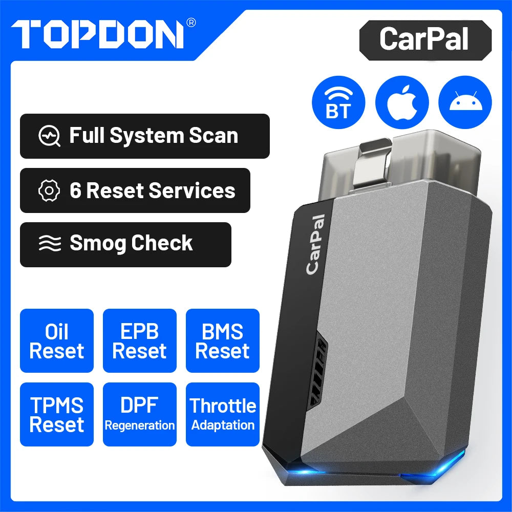 TOPDON Carpal OBD2 Scanner Bluetooth for Car All System Diagnostic Tool iOS Android Vehicle Health Check Smog Check Battery Test