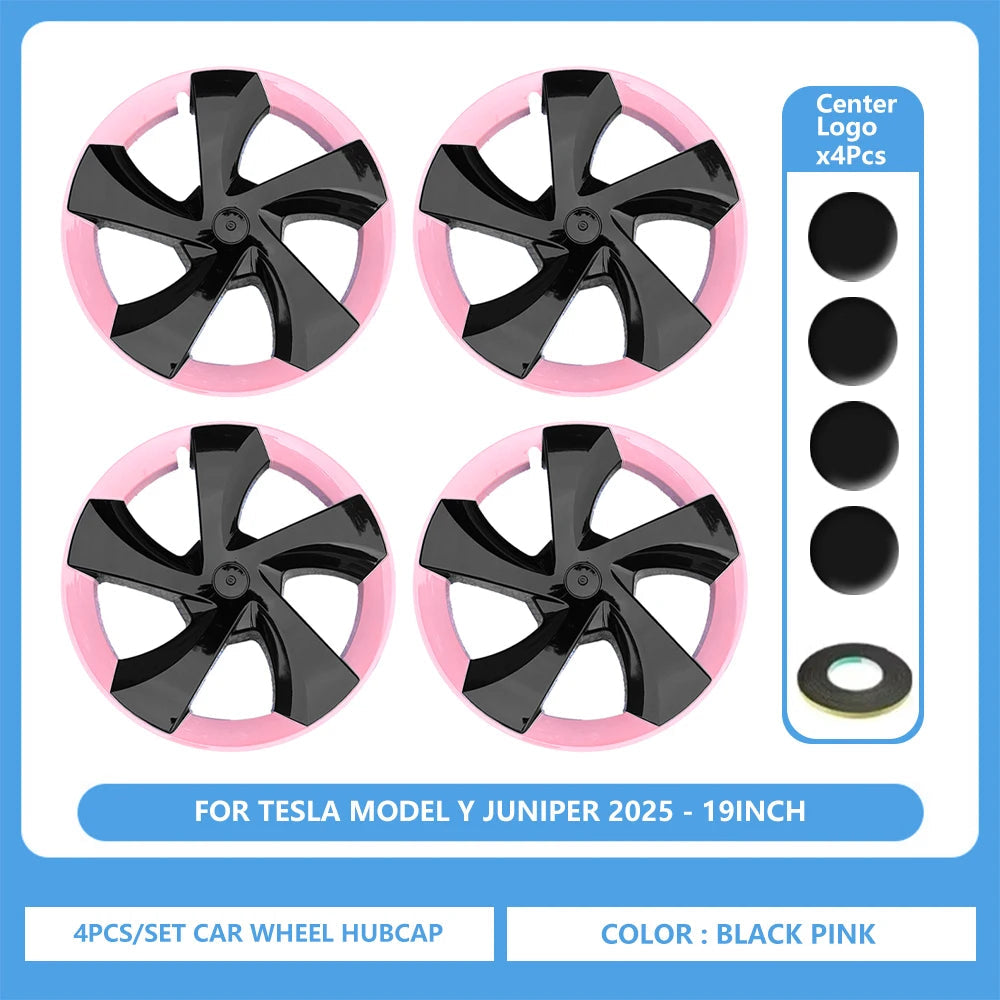 4PCS 19Inch Hub Cap for Tesla Model Y Juniper 2025 Performance Wheel Hubcap Right&Left Wheel Cap Full Rim Cover Car Accessories CM World