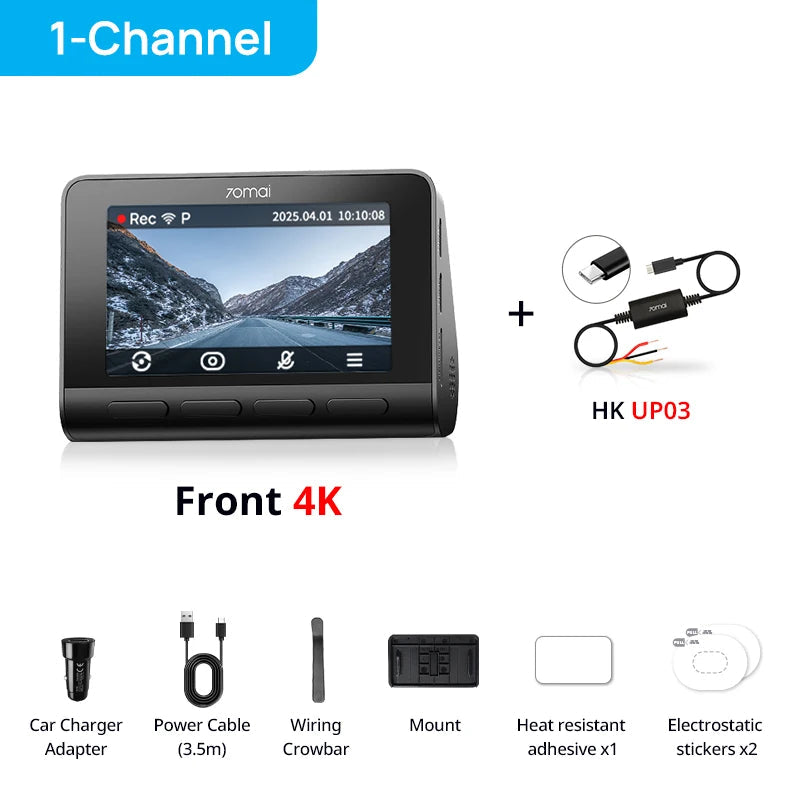 70mai Dash Cam 4K A810S HDR IMX678 Supercapacitor 4G LTE Remote Control Wi-Fi 6 Voice Control GPS ADAS Car Camera 70mai A810S Car Mobile World