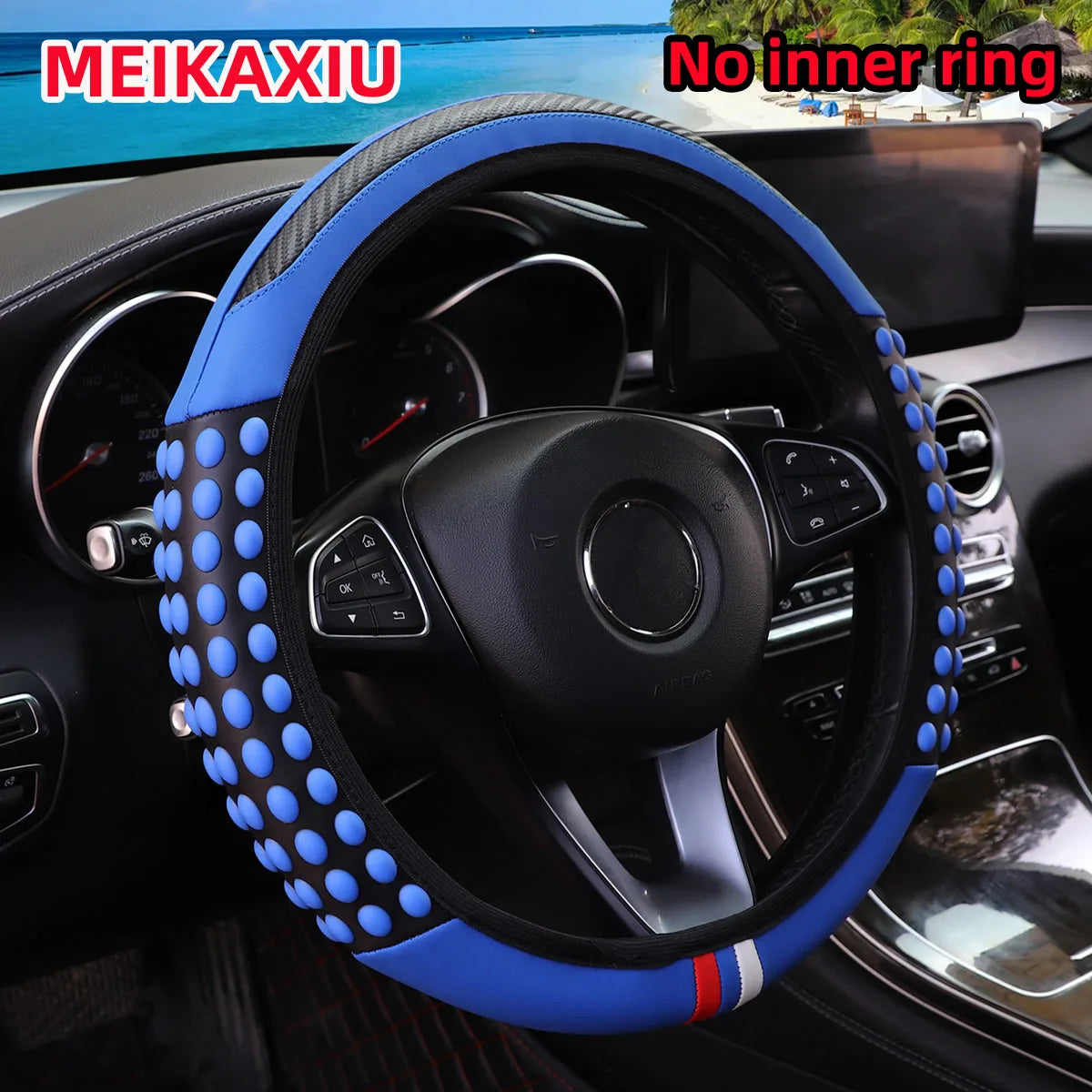 Car silicone massage beads, car without inner ring steering wheel cover, car decorative items, suitable for 14.5 - 15 inches. CM World