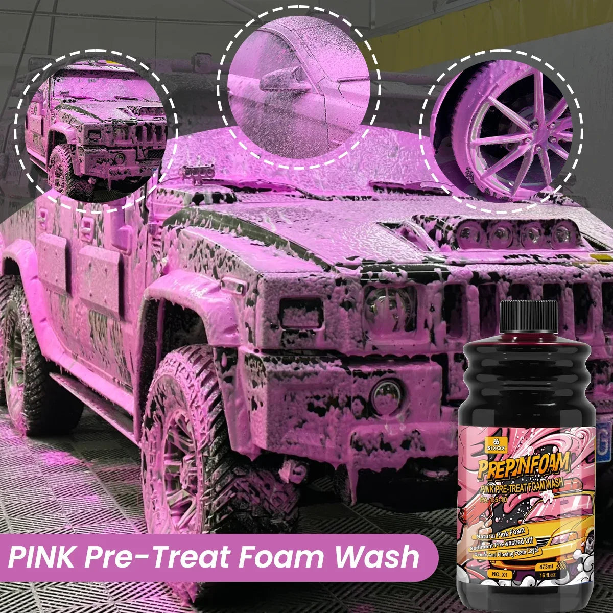Pink Magic Foam Car Wash Shampoo Car High Concentration Sediment Pre-washed Off Wash Car Wash Soap Super Foam Cleaner X1 ﻿ CM World