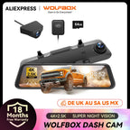 WOLFBOX G900 4K+2.5K Rearview Dash Cam 12" IPS Screen WDR 170 FOV Rear Cam Gps Mirror Car Recorder Stream Media Car DVR Car Mobile World