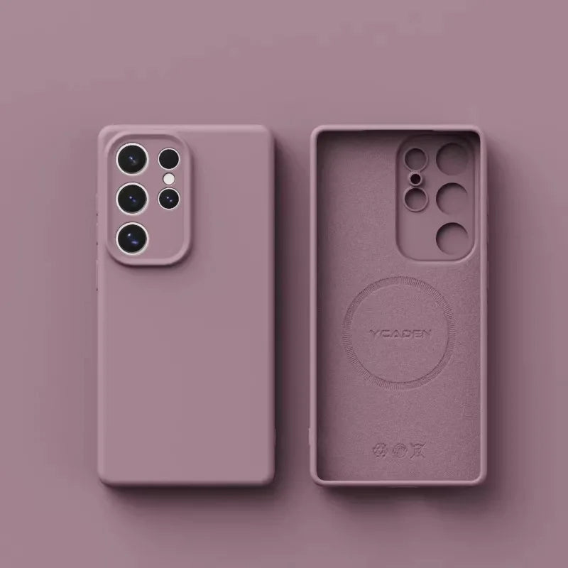 Original Liquid Silicone Magnetic Phone Case For Samsung Galaxy S26 S25 S24 S23 S 26 Ultra Plus Cases Wireless Charge Soft Cover Car Mobile World