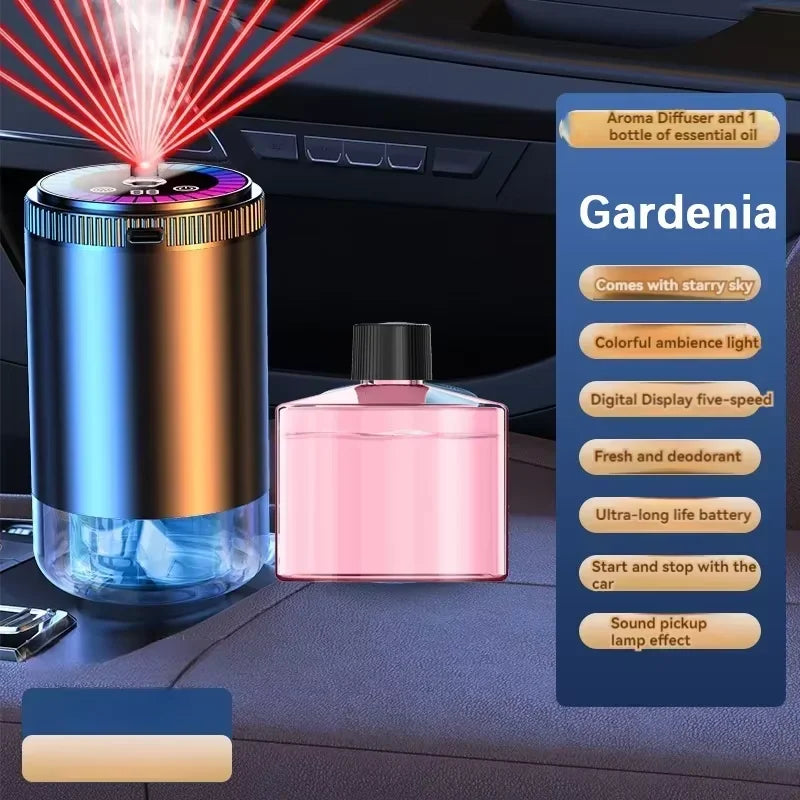 Smart Car Air Freshener Rechargeable Aroma Diffuser 5 Levels of Adjustable Intelligent  Diffuser Pickup Light Starry Sky Summit CM World
