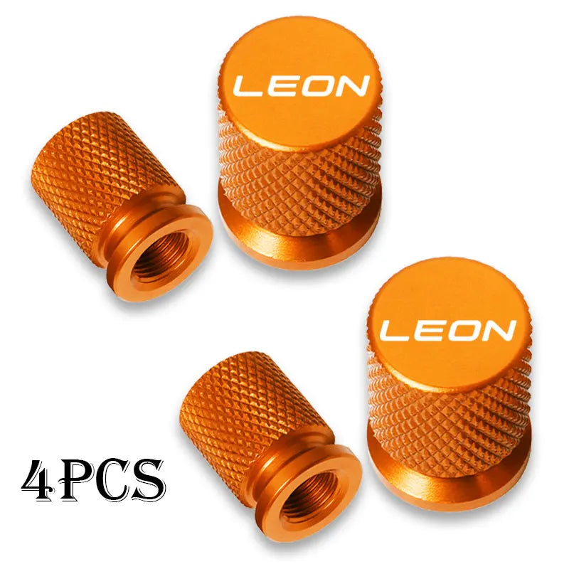 4pcs Auto CNC Badges For Seat Leon Car Wheel Tire Valve Caps Tyre Stem Covers Airdust Waterproof Accessorie CM World