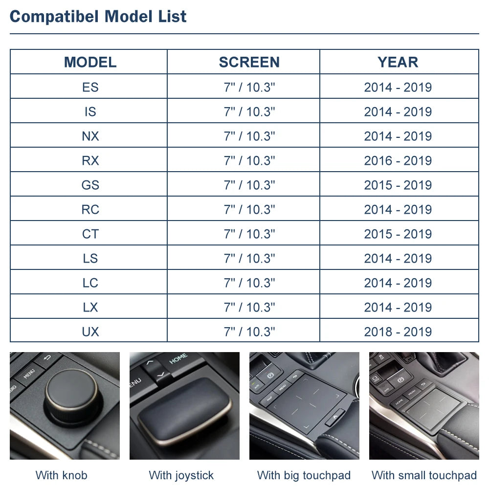 Wireless CarPlay Android Auto for Lexus NX RX IS ES GS RC CT LS LX LC UX GX 2014-2019, with Mirror Link Car Play Functions