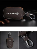 Leather Car Key Bag Vehicle Logo Keychain Case for Nissan Qashqai J11 J10 X-trail T32 Juke Altima Sentra Auto Accessories