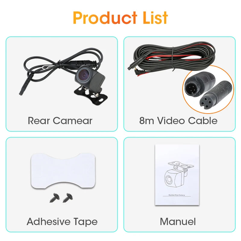 Universal 4 pin Rear View Camera For DVR IP68 Backup Camera Waterproof Night Vision 12V 1080P Reverse Camera 720P 480P 4pin Lens CM World