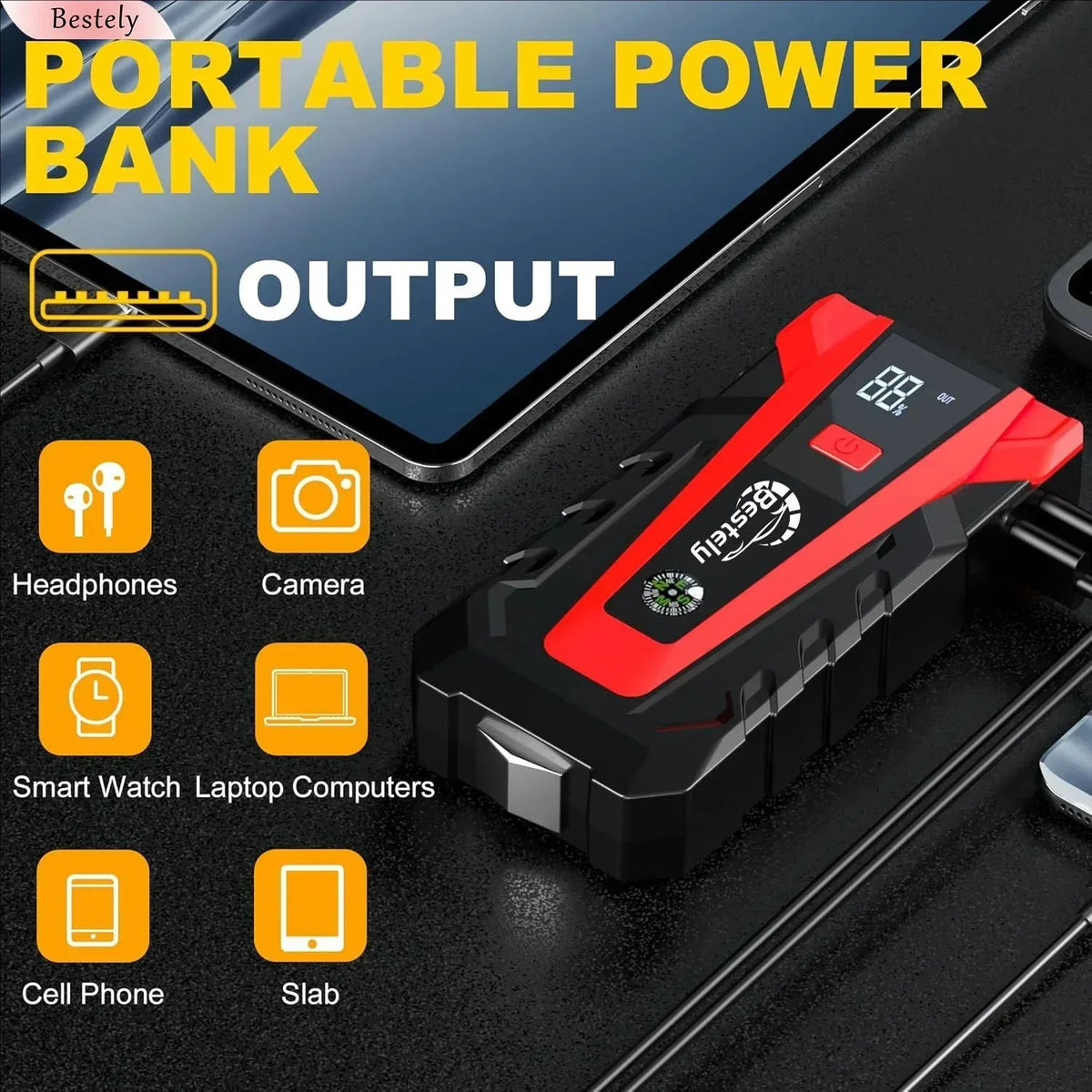 Bestely 12V 99800mAh 3000A Car Jump Starter Car Battery Starters Portable Power Bank 12V Starting Device Petrol Diesel Car