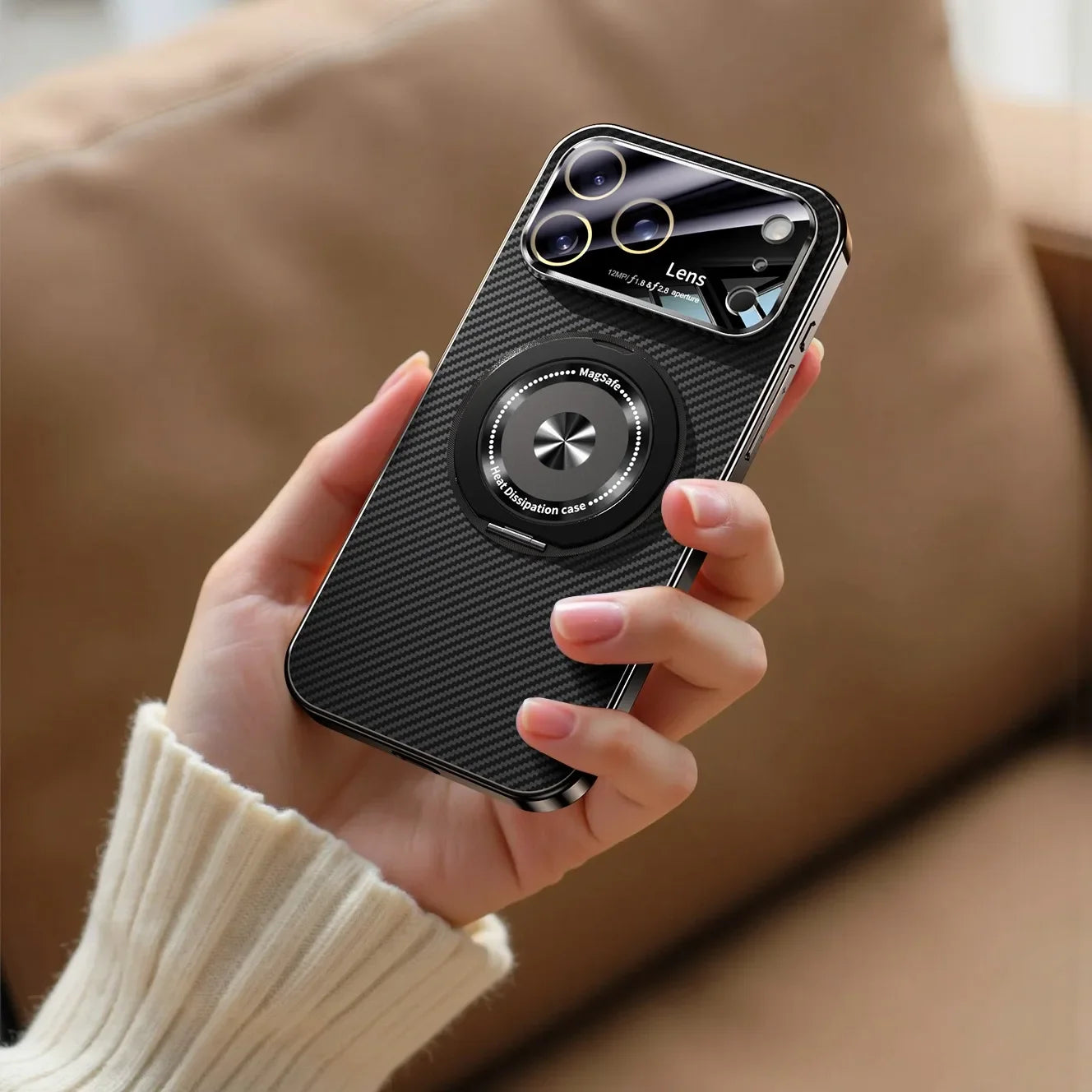 For iPhone 17 Pro Max Magsafe Case for iPhone 16 15 14 Pro Max 360 Rotate Magnetic Stand Holder Soft Carbon Fiber Magnetic Cover Car Mobile World