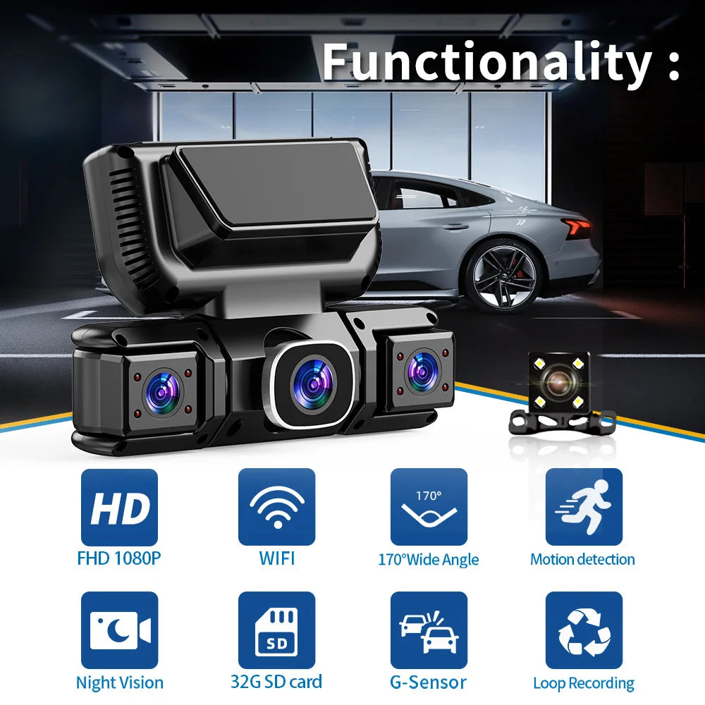 New WIFI 4Channel 360 Degree  Car Dvr 1080P Video Recorder WiFi APP Dashcam 24h Parking Monitor Rear View Camera Car Recorder Car Mobile World
