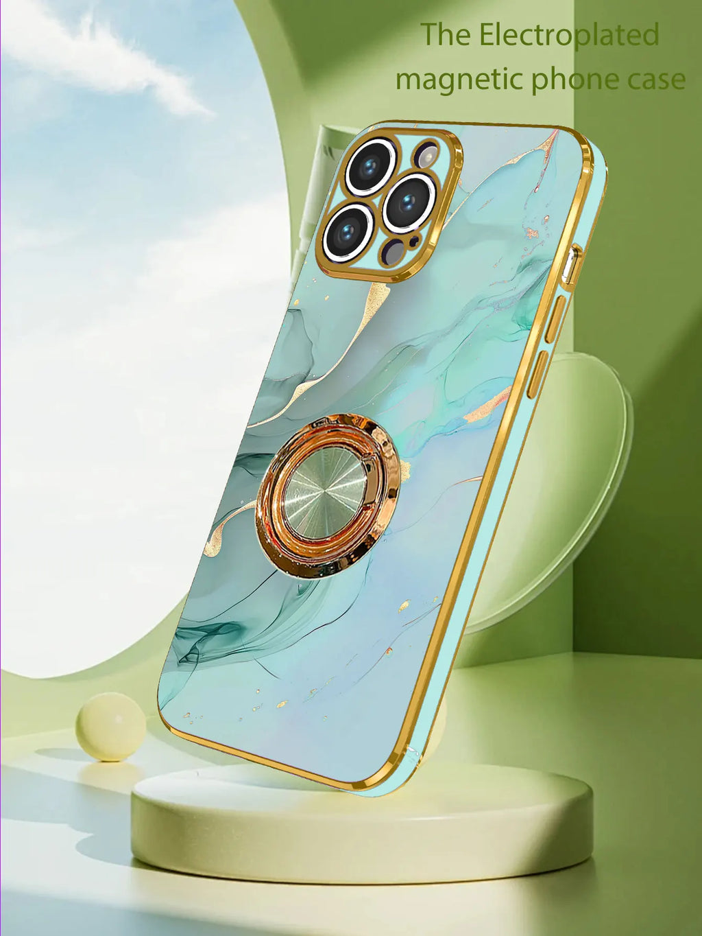 Luxury Plating Marble Pattern Ring Holder Phone Case For iPhone 17 16 15 14 Plus 13 12 Mini 11 Pro Max X XS XR 7 8 SE Back Cover