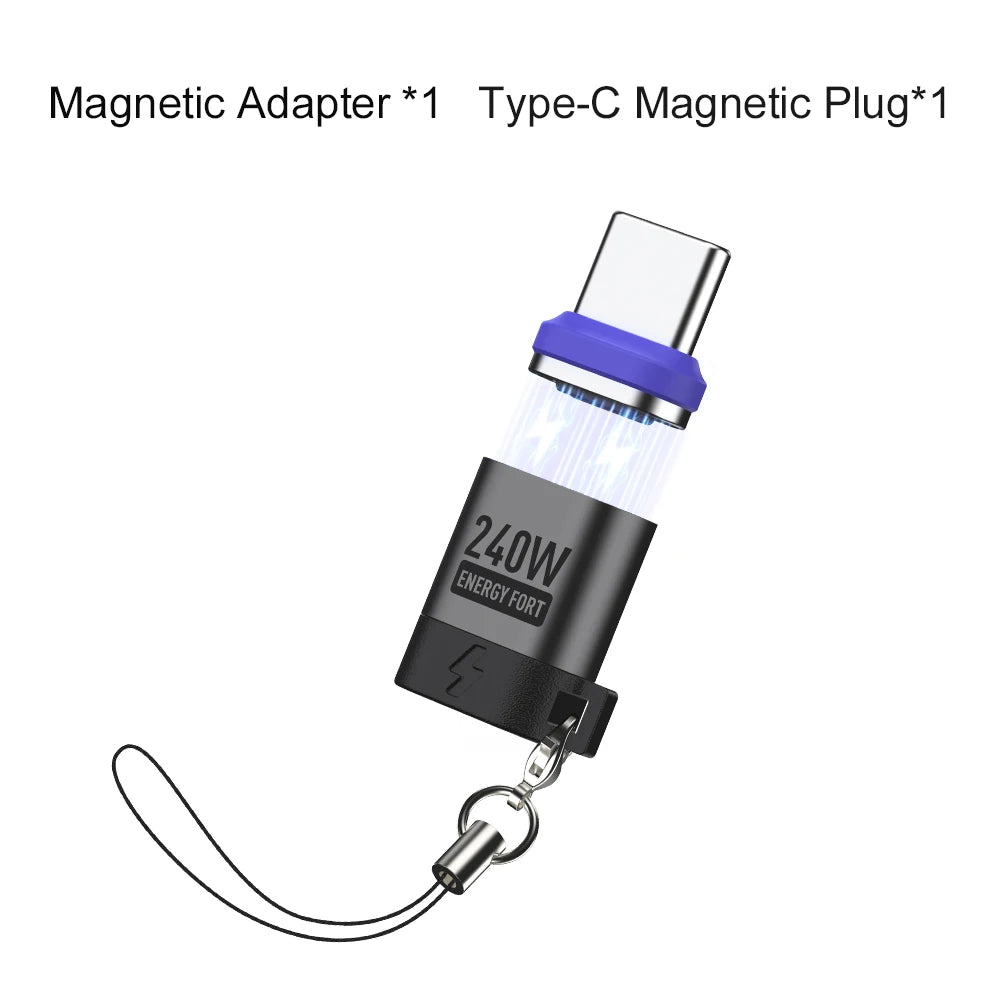 PD 240W Type-C Magnetic Adapter PD3.0 Fast Charging Right Angle USB C Connector Extender for iPhone 16 Macbookair Samsung