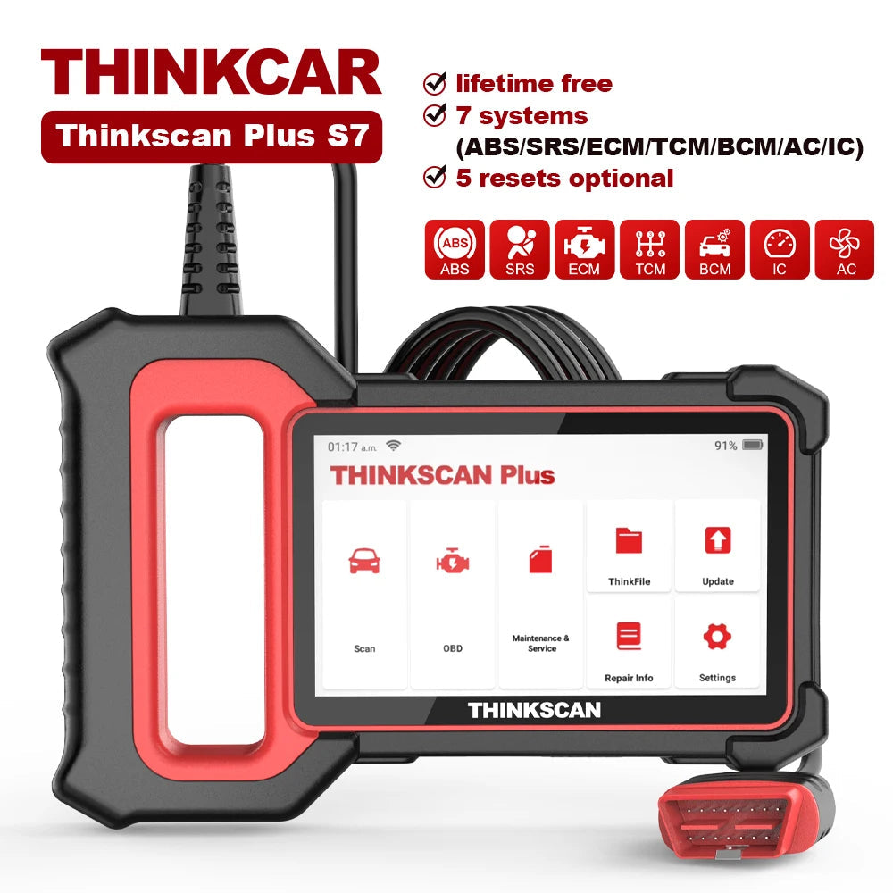 THINKSCAN Plus S7/S6/S4 OBD2 Scanner Car Diagnostic Tool Scan ABS SRS ECM TCM BCM IC AC System Free Reset Service Free Car Mobile World