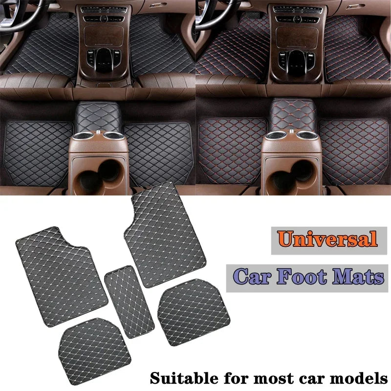 Universal Car Floor Mats PU Leather Waterproof Auto Foot Pad 5 PCS Protector Carpet Front and Rear Mats Set Auto Accessories