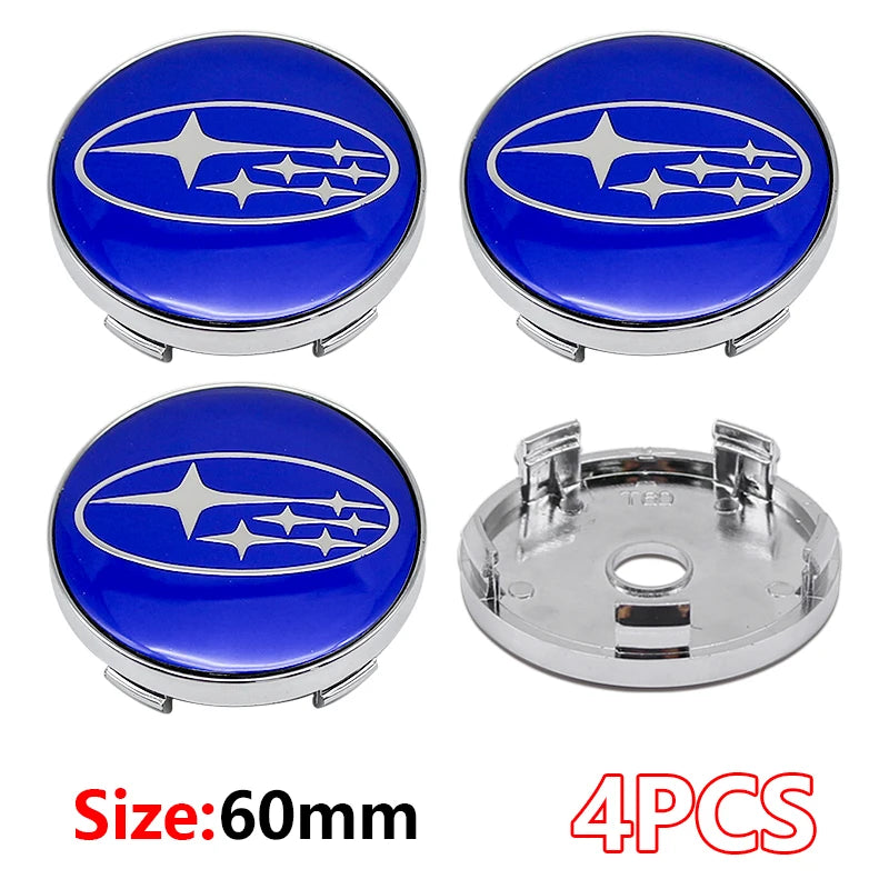 4Pcs 56MM Car Wheel Center Emblem Sticker 60mm Hub Cover Badge for Subaru Outback Legacy Forester Impreza Tribeca WRX DRL XV STI CM World