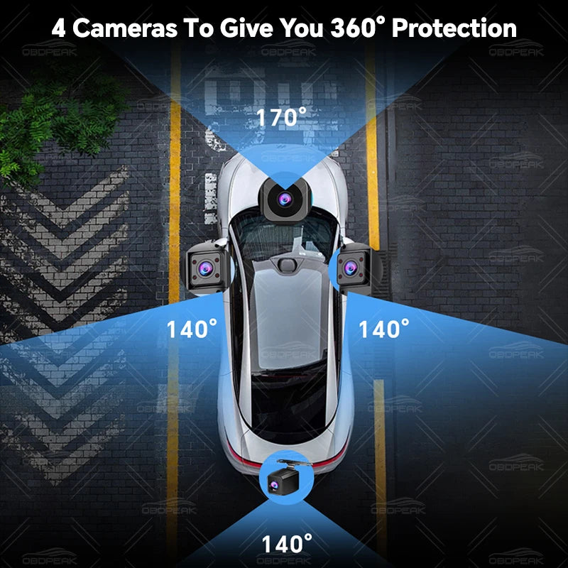 D75 4 Channel 11" Dash Cam Rear View Mirror Camera 1080P Dual Lens Infrared Night Vision WIFI GPS 360 Video Recorder Car DVR