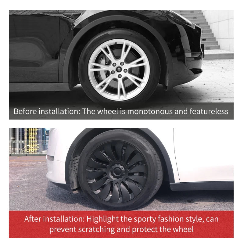 4PCS For Tesla Model Y 2020-2024 19 Inch Storm Style Wheel Cover Car Replacement Automobile Hub Cap Full Rim Car Accessorie