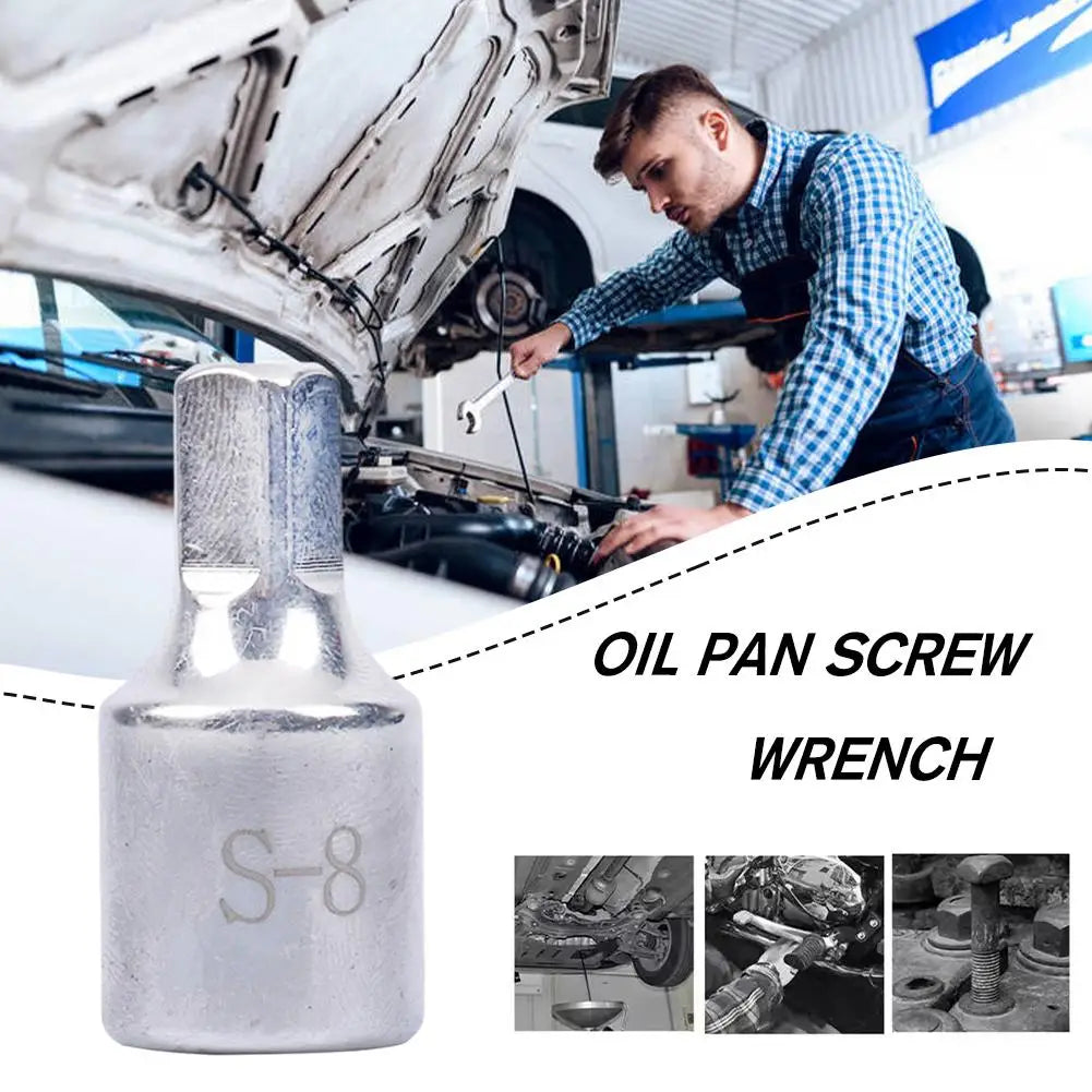 Square Oil Pan Screw Wrench Vanadium Steel Stabilizer Oil Sump Drain Plug Automotive Repair Tool Kit Engine Maintenance