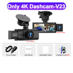 3 Channel WiFi 4K Dash Cam Front and Inside DashCam 1080P Rear Camera Night Vision 24H Parking Car DVR Black Box Support GPS
