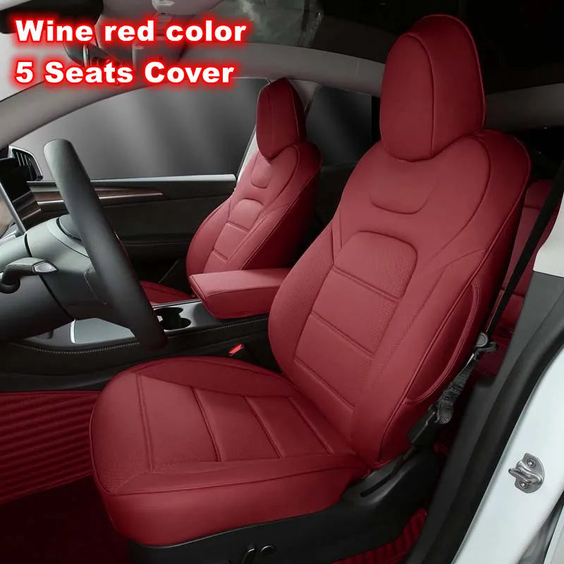 For Tesla Model 3 Y 2017 - 2025 Car Seats Cover Nappa Leather Full Surround Style Factory Wholesale Price Interior Accessories CM World