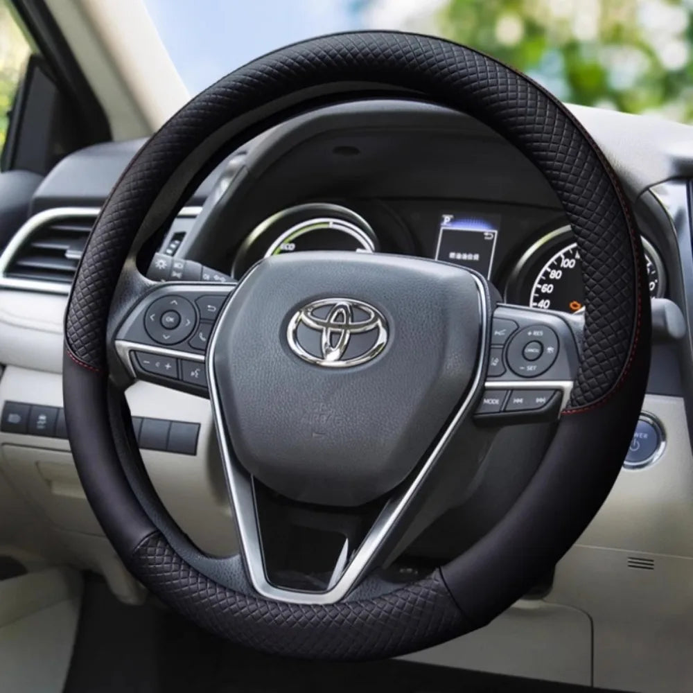 Durable Anti-Slip Car Steering Wheel Cover Microfiber Leather Steering Wheel Cover Universal Fit for Car, Truck, SUV, Van38cm CM World