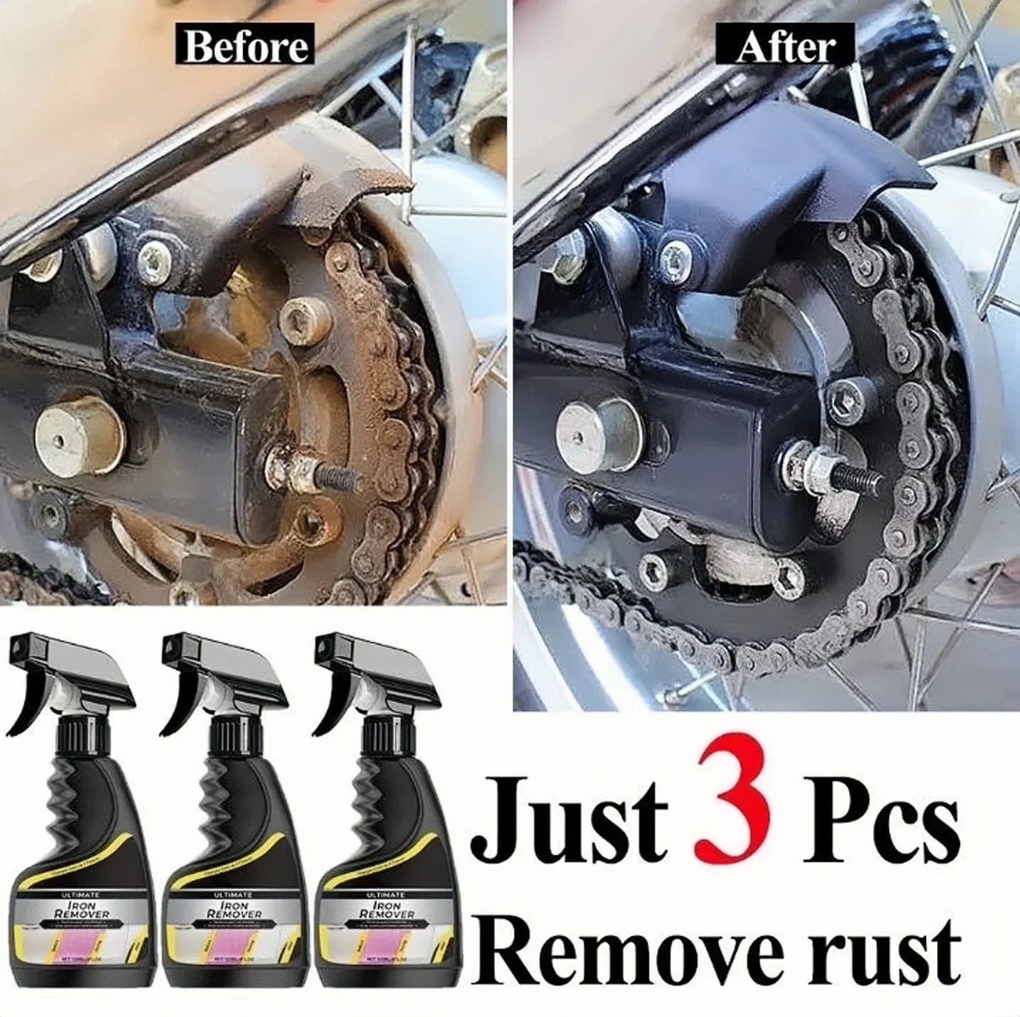 Car quick-care rust remover spray, car exhaust pipe rust remover, car wheel rim rust remover, metal powder cleaner CM World