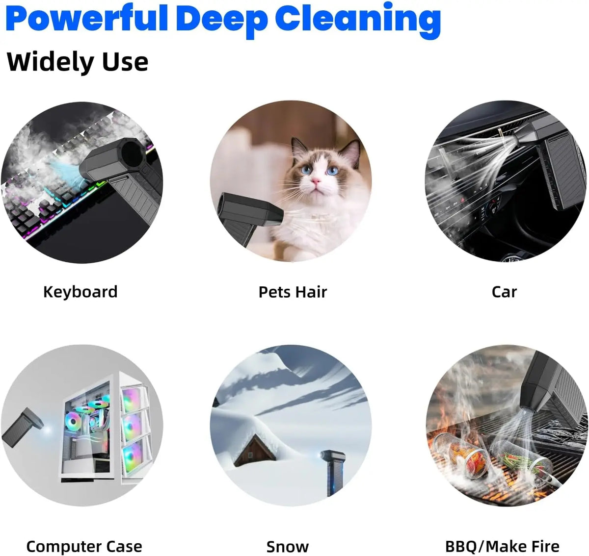 STLFPortable Cordless Car Vacuum Cleaner Mini Handheld Air Duster with Multi-Nozzles Dry Cleaning Tool for Cars Pets Homes