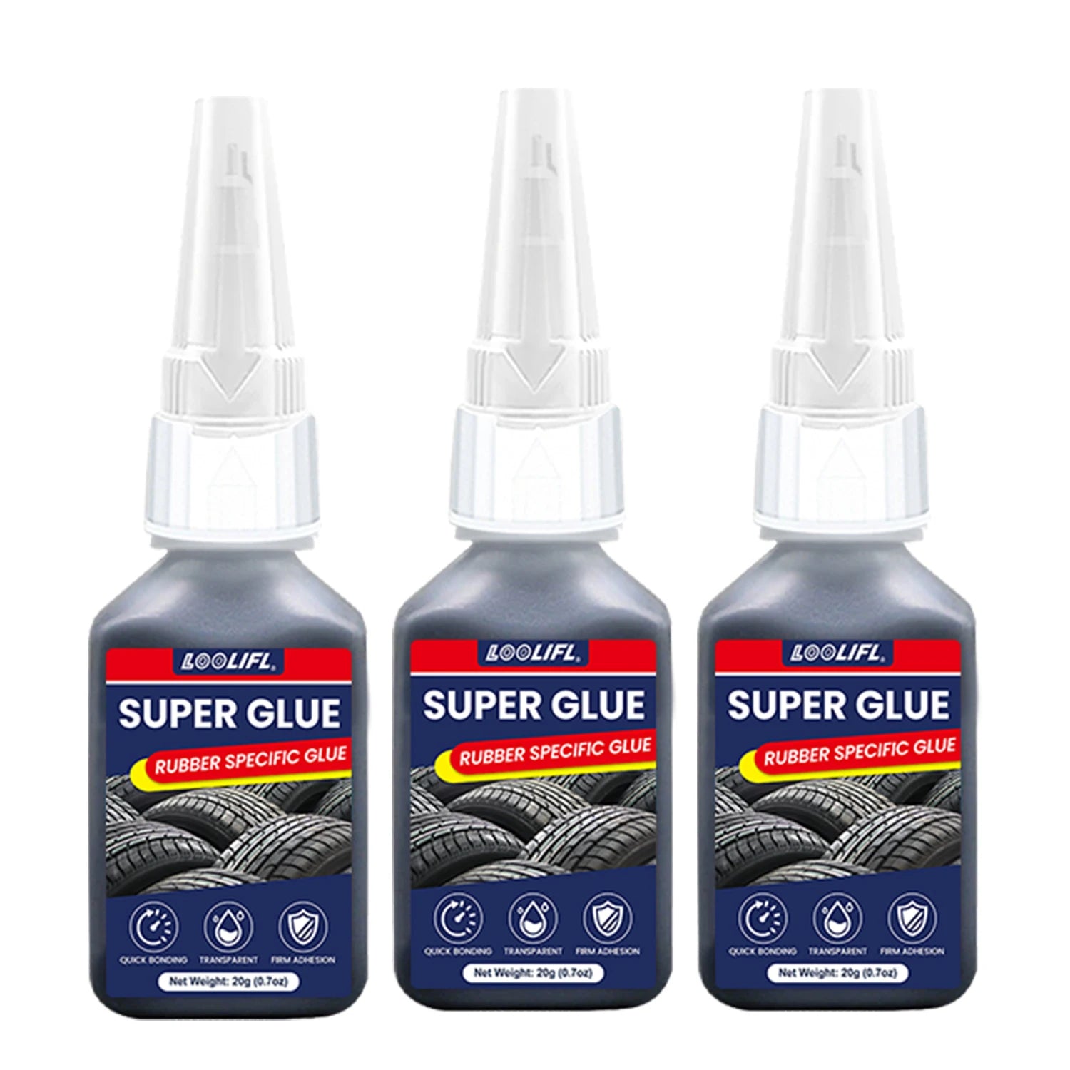 LOOLIFL-Tire repair adhesive, suitable for cars, motorcycles, bicycles, jeeps, off-road vehicles, trucks, tractors, 20ml, black CM World