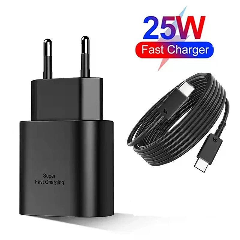 25W USB C PD Super Fast Charger type c Wall Power Adapter USB C to Type C Fast Charging Cable For Samsu Galax S22 S21 S20 Note10 Car Mobile World