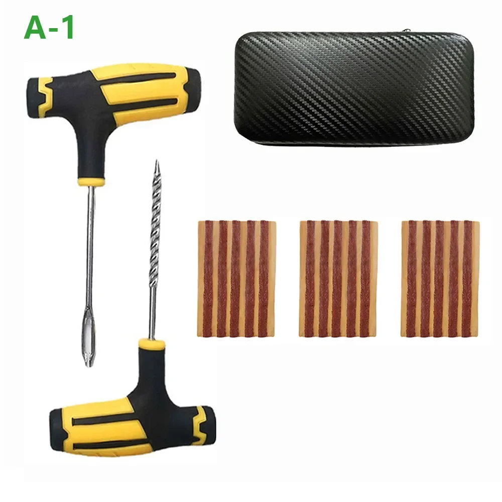 Car Tire Repair Kit Studding Tool with Rubber Strips Tool Puncture Plug Tool Set Glue Free Auto Motorcycle Repair Tire Film Nail CM World