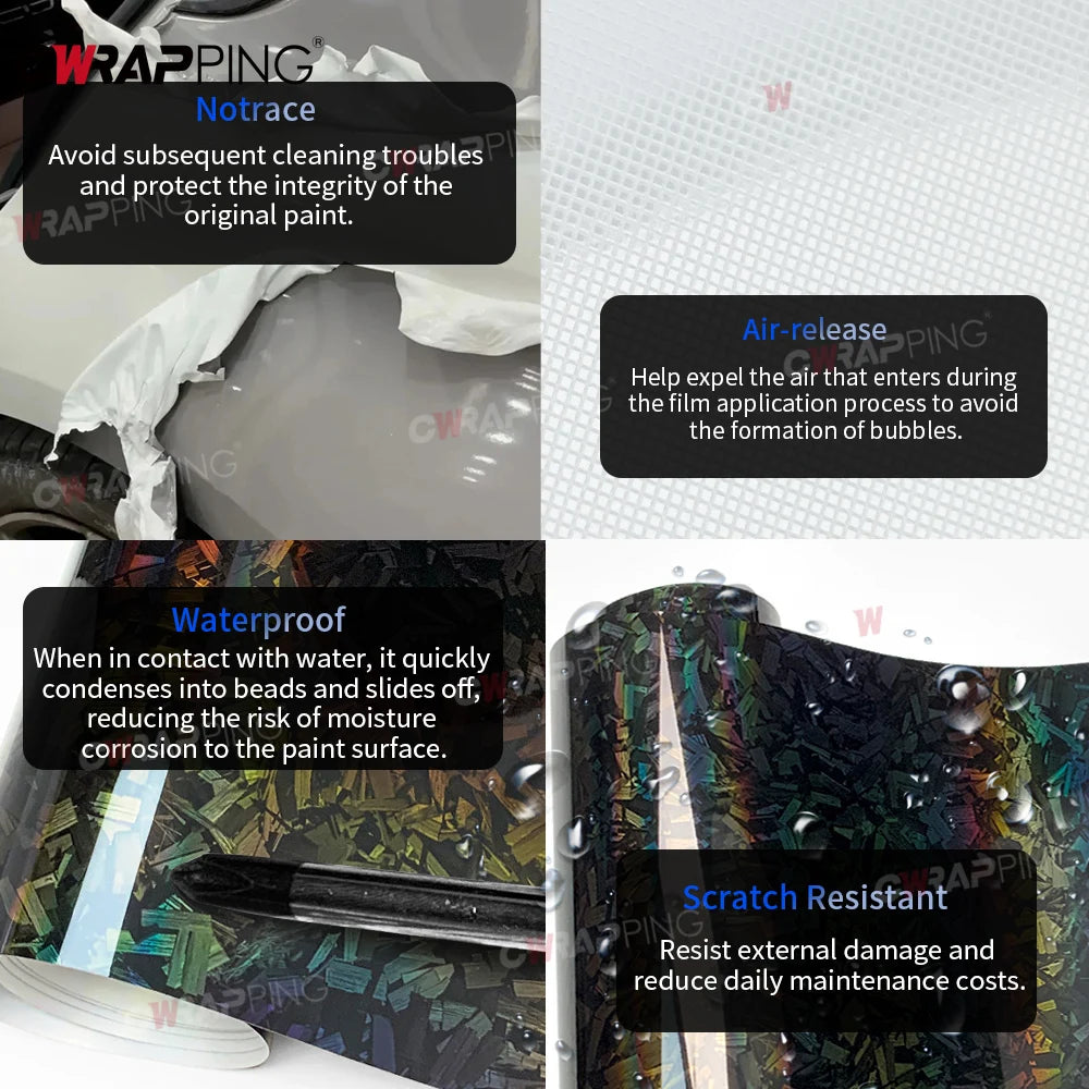 145cmx300cm Sticker for Car Wrapping Vinyl Paper for Car Carbon Fiber Roof Hood Black Exterior Styling Laser Universal Rainbow Car Mobile World