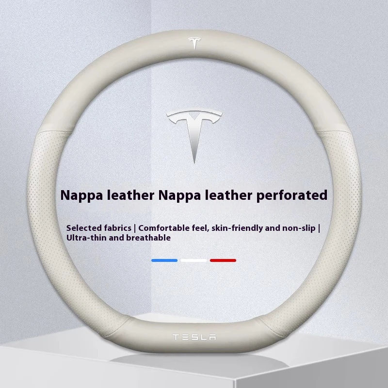 For Tesla Model 3 Model Y Model S Model X Roadster Suede Anti-slip Breathable Leather Car Steering Wheel Cover Auto Accessories CM World