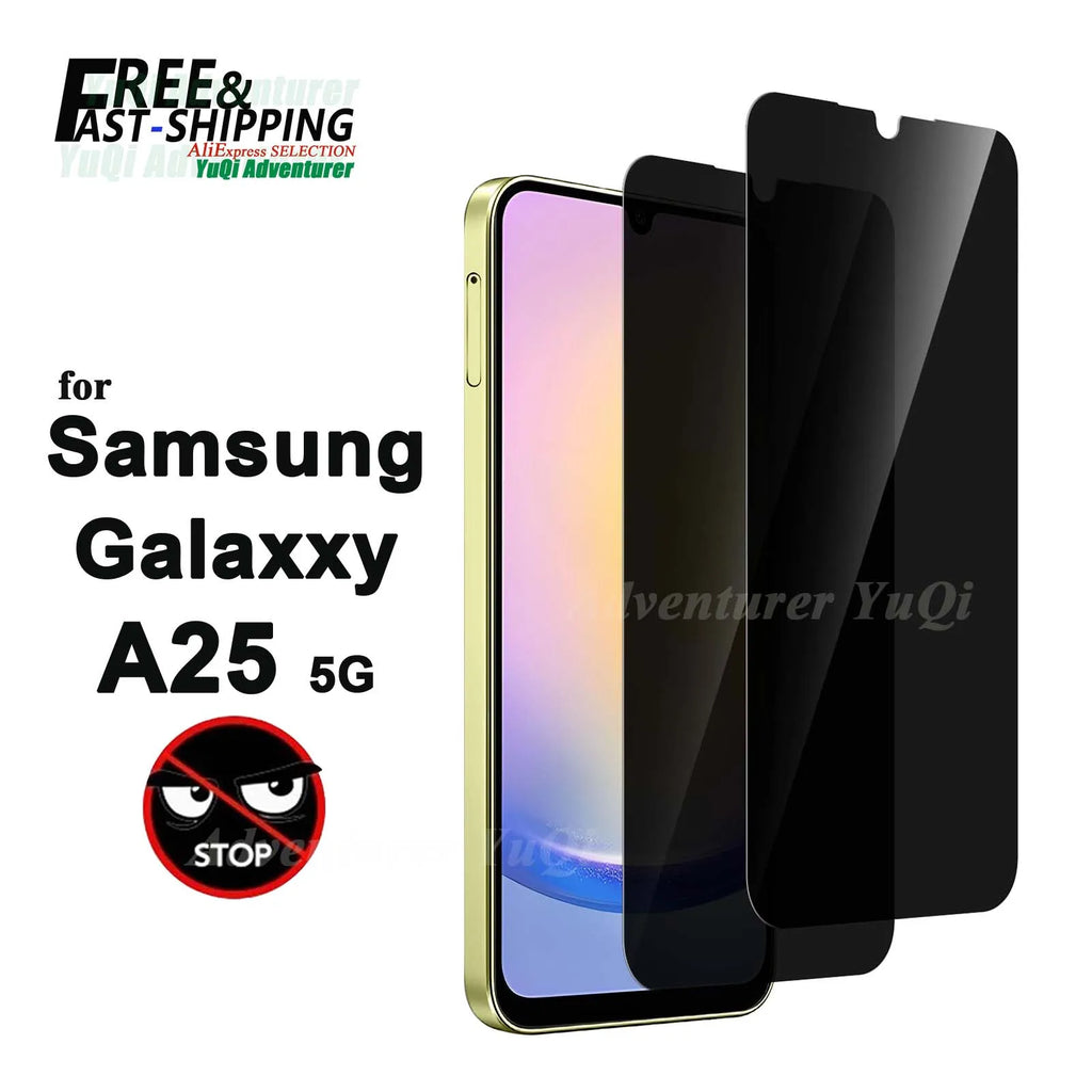 Anti Spy Screen Protector For Samsung Galaxy A25 5G Privacy Tempered Glass 9H Anti Peep Scratch SELECTION Fast High Aluminum Car Mobile World