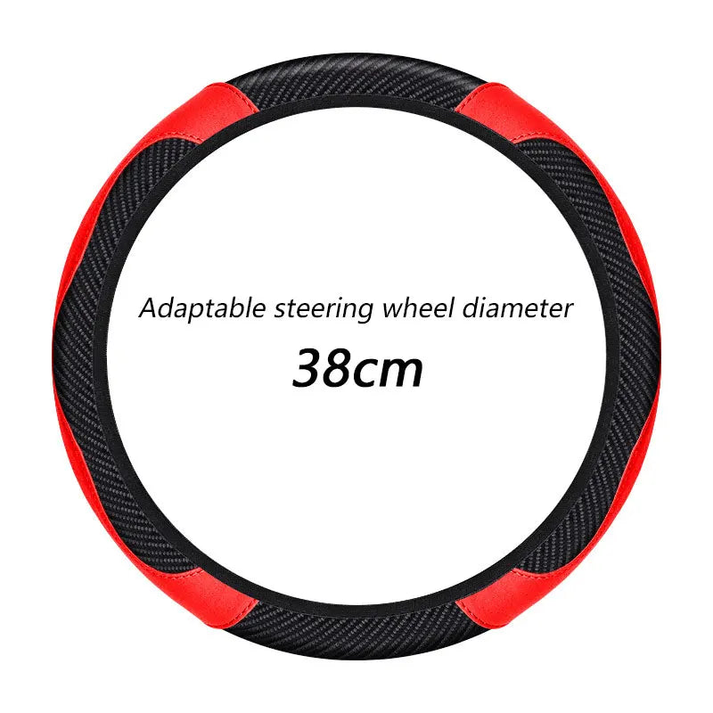 Universal Steer Wheel Protector Cover PU Leather Carbon Fiber No inner circle Anti Slip Breathable Steering Wheel Cover CM World