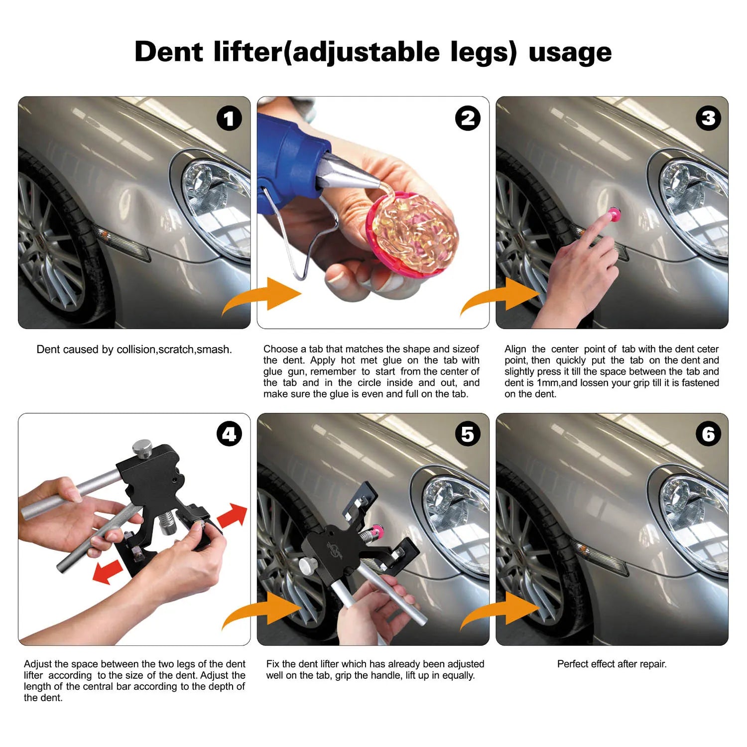 Super PDR Adjustable Car Dent Puller Paintless Repair Tools Kit  Auto Body Suction Cup Auto Dent Removal Tool Kits Dent Remover CM World