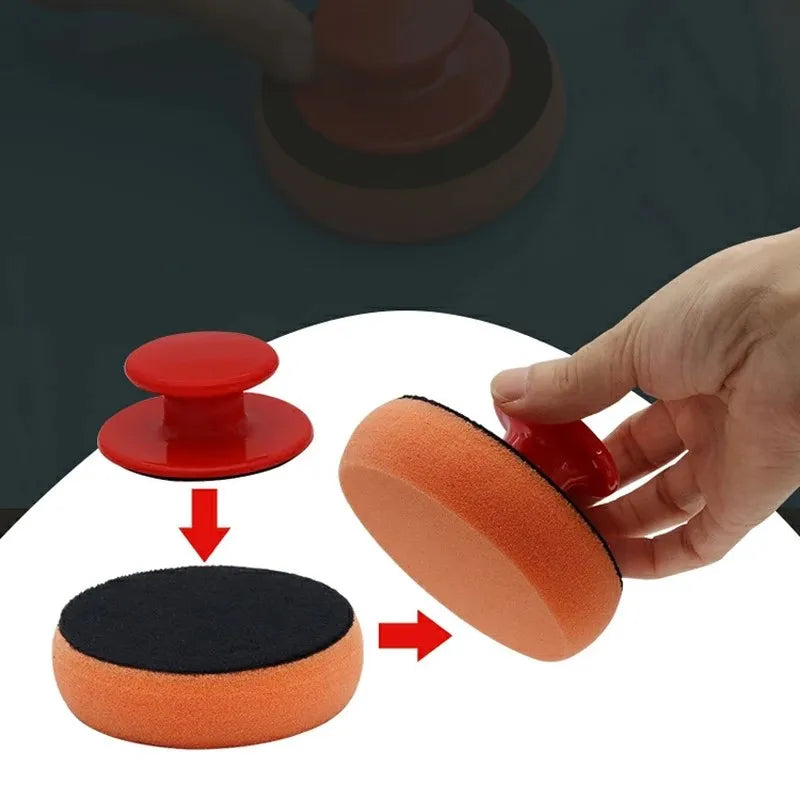 4 Inch Car Wax Applicator Pads Set with Red Handle Soft Sponge Applicators Foam Wax Pad for Polishing and Cleaning Cars CM World