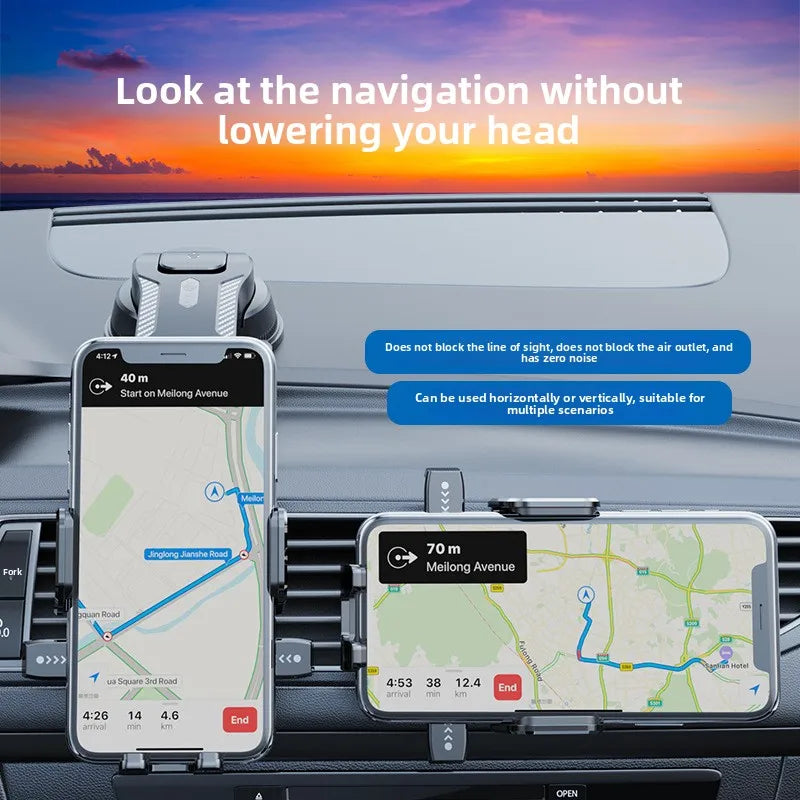 Car-Mounted Phone Holder With Adhesive Suction Cup, Foldable, Rotatable, And Heat-Resistant For Center Console Dashboard