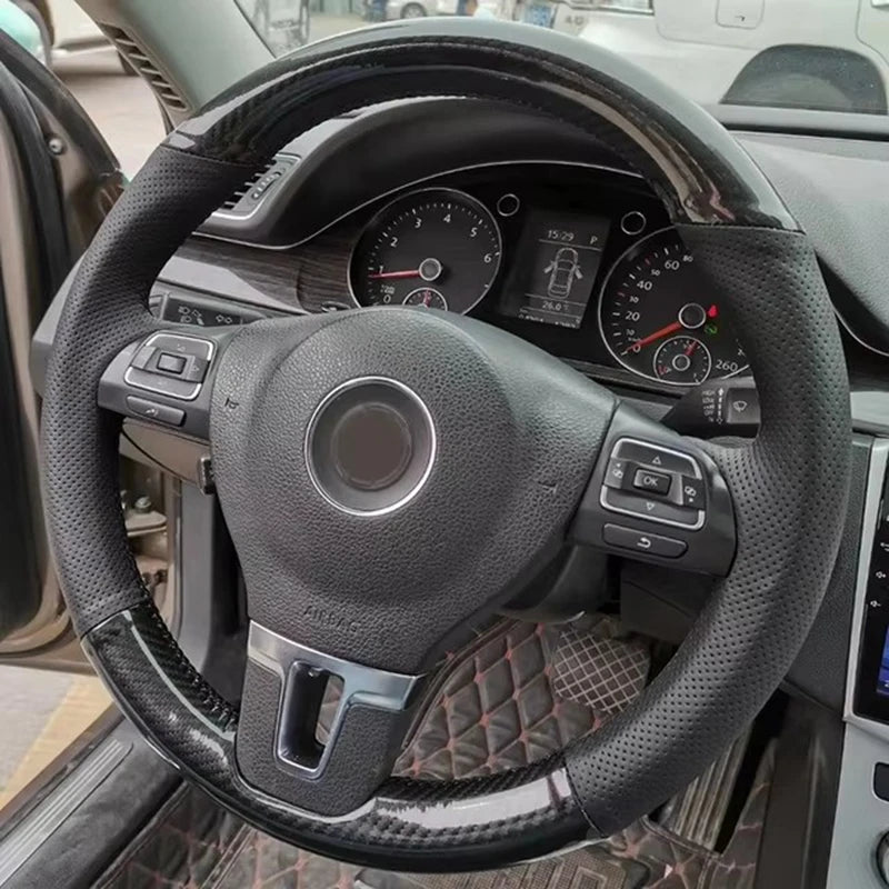 Customized Car Steering Wheel Cover Braid Non-Slip Suede For Volkswagen VW Golf Tiguan Passat B7 Passat CC Touran CM World