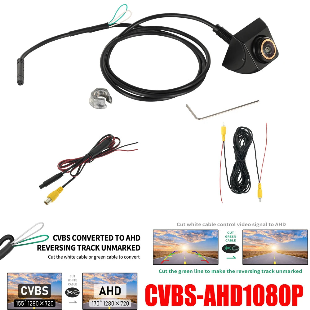 Parking CVBS Switch AHD 1920x1080P 720P Car Rear View Camera 170° Fisheye Golden Lens Full HD Night Vision Vehicle Reversing CM World